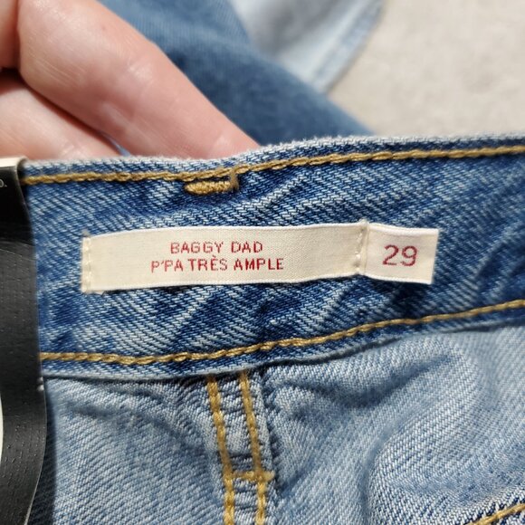 LEVI'S NWT Baggy Dad Pieced Jeans Wide Leg 100% Cotton 2-Tone Women's 29 x 32" - Picture 9 of 16